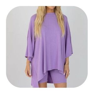 Foxy Kind L/XL bright lilac oversized all weekend long top